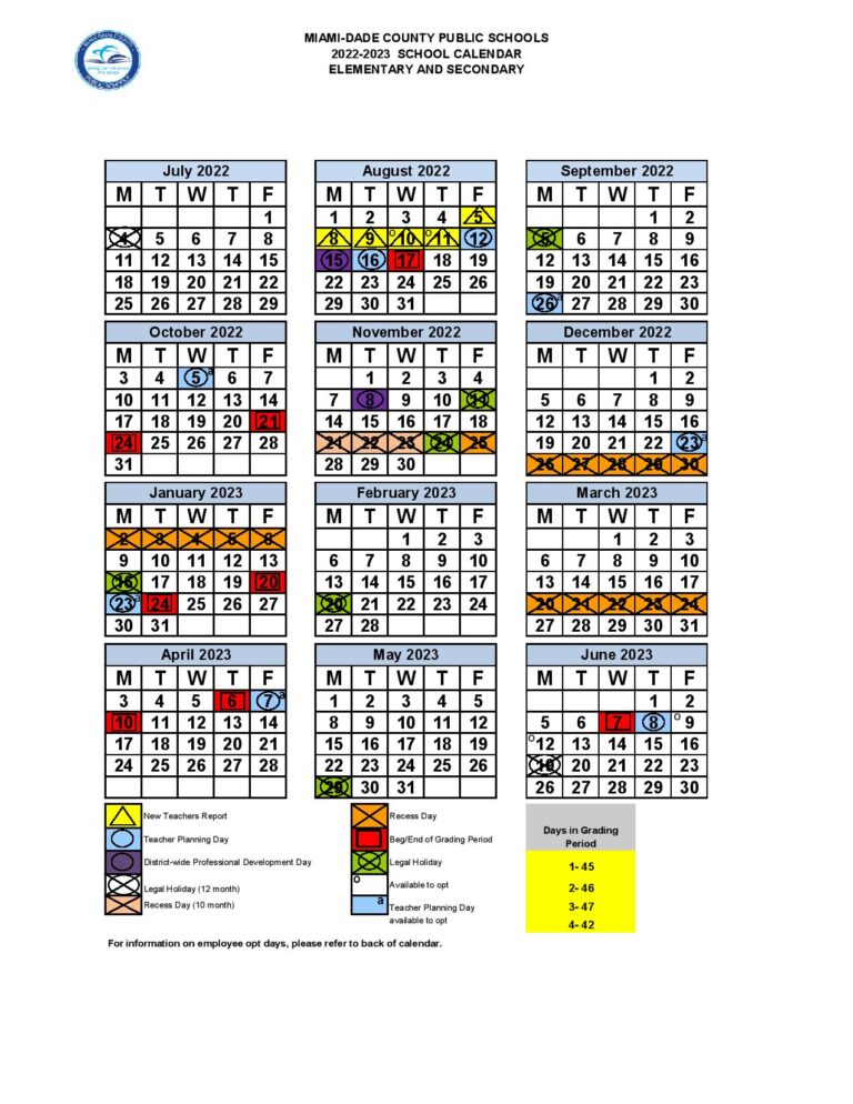 MiamiDade County Public Schools Calendar 20222023