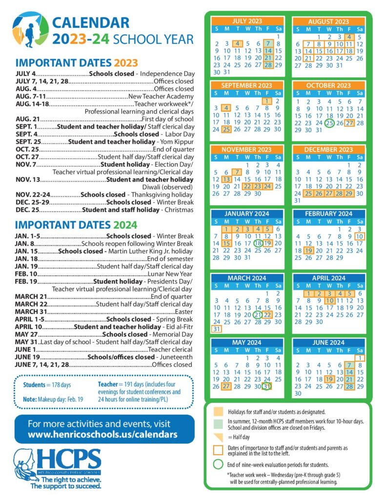 Henrico County Public Schools Calendar 20232024 Holidays