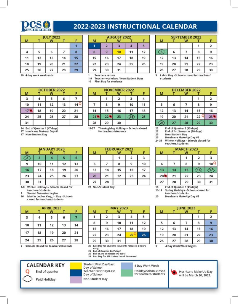 Pinellas County Schools Calendar 20222023 with Holidays