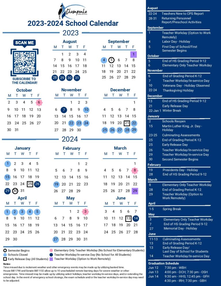 Chesapeake Public Schools Calendar 20232024 Holidays