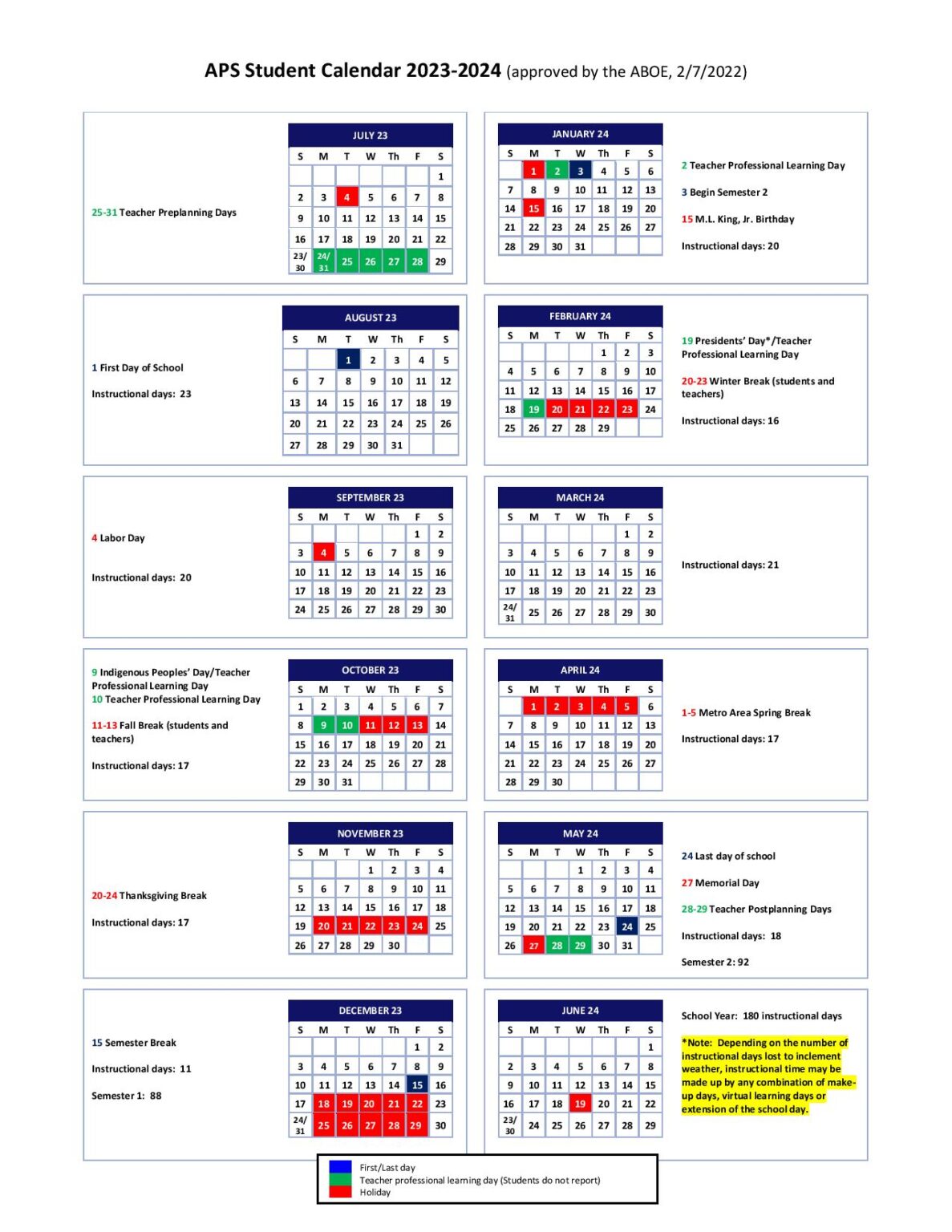 Atlanta Public Schools Calendar 20232024 Holidays