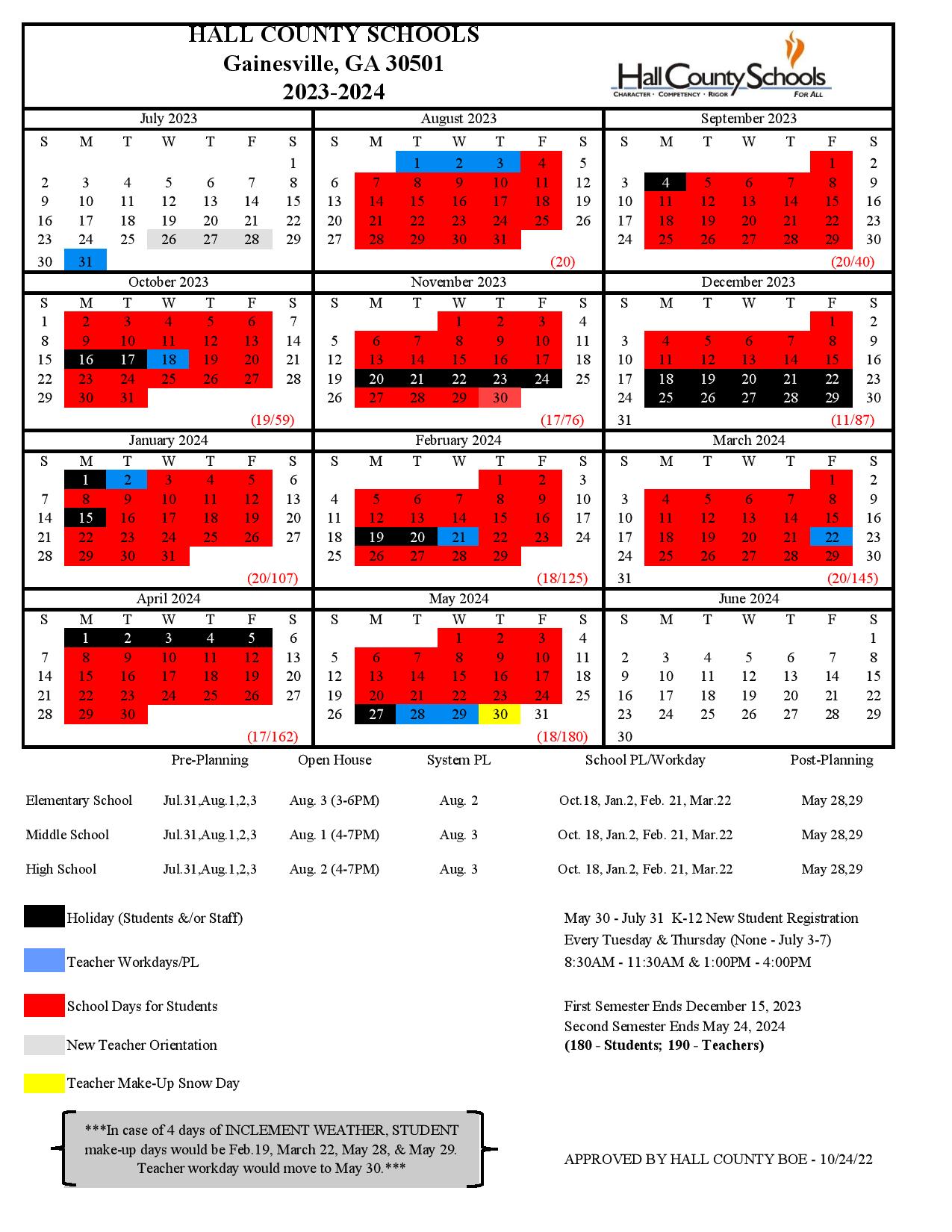 Hall County Schools Calendar Holidays 20232024