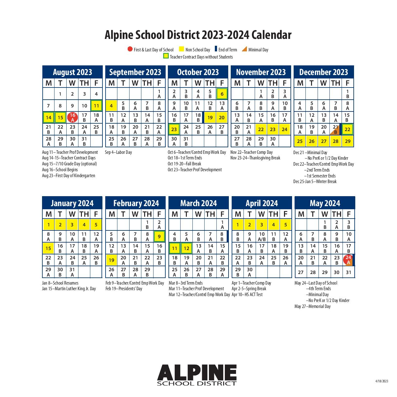 Alpine School District Calendar 2024 Ula Lianna