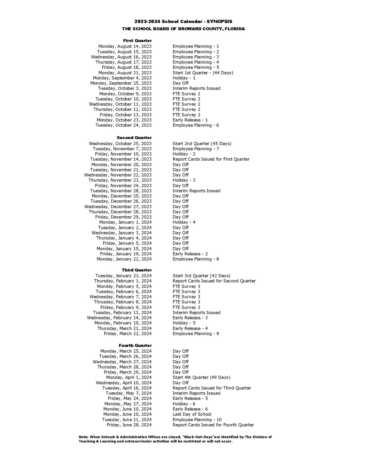 Broward County Schools Calendar 2024 Holiday Breaks 