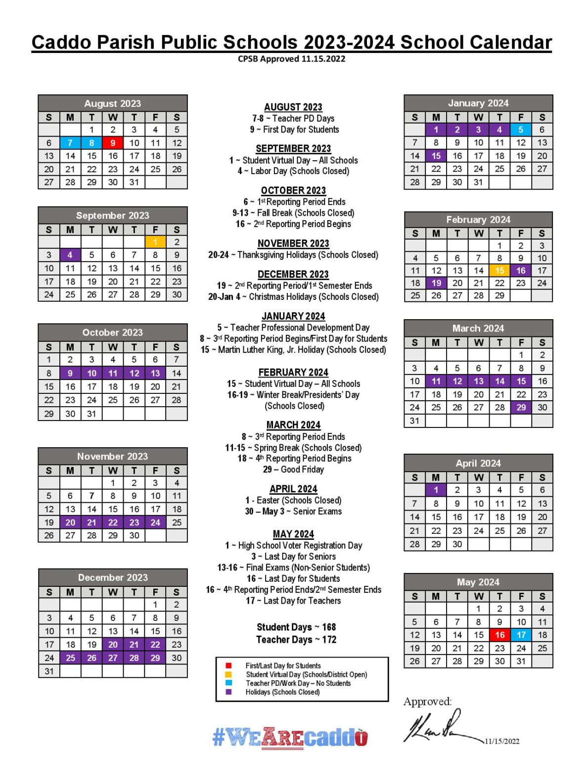 School Board Calendar 2025 Debra Eugenie   Caddo Parish Public Schools Calendar Page 001 1187x1536 