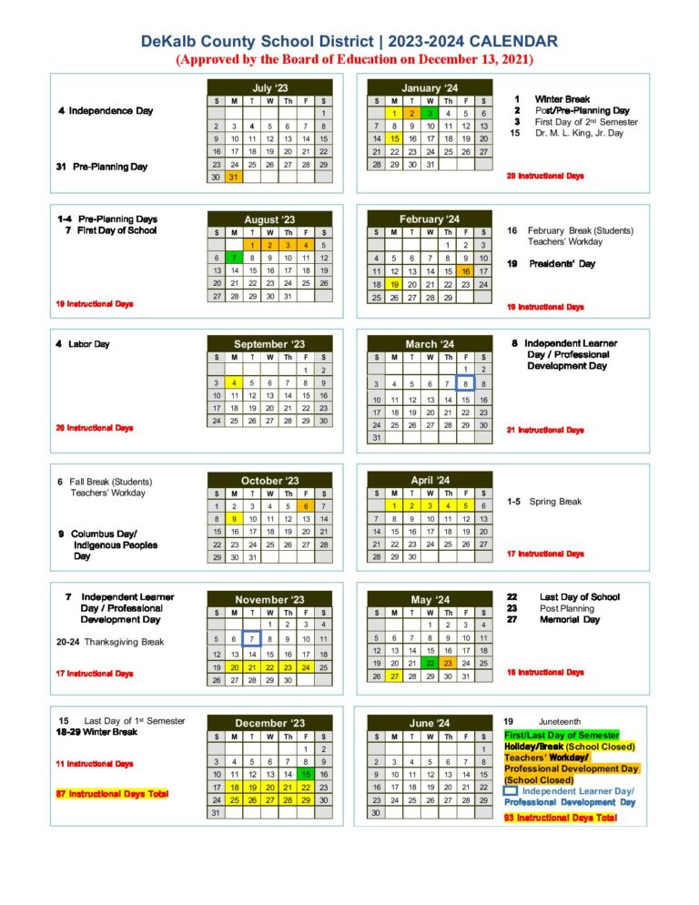 DeKalb County School District Calendar 2024 (Holiday Dates)