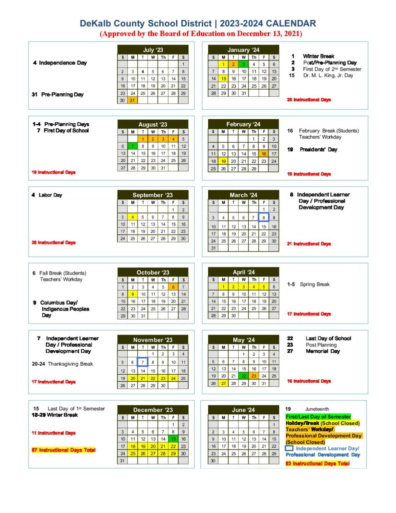 DeKalb County School District Calendar 2024 Holiday Dates 