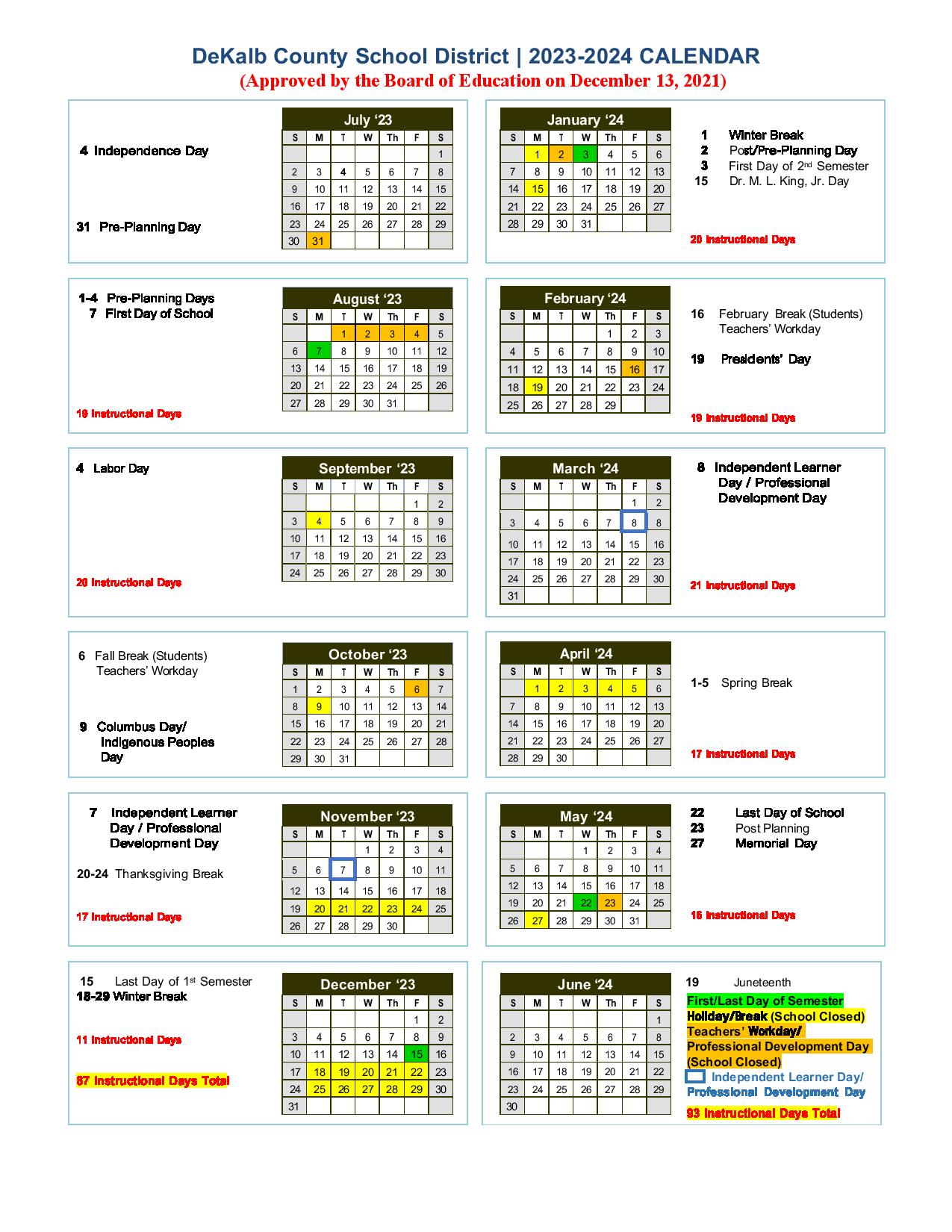 DeKalb County School District Calendar 20232024