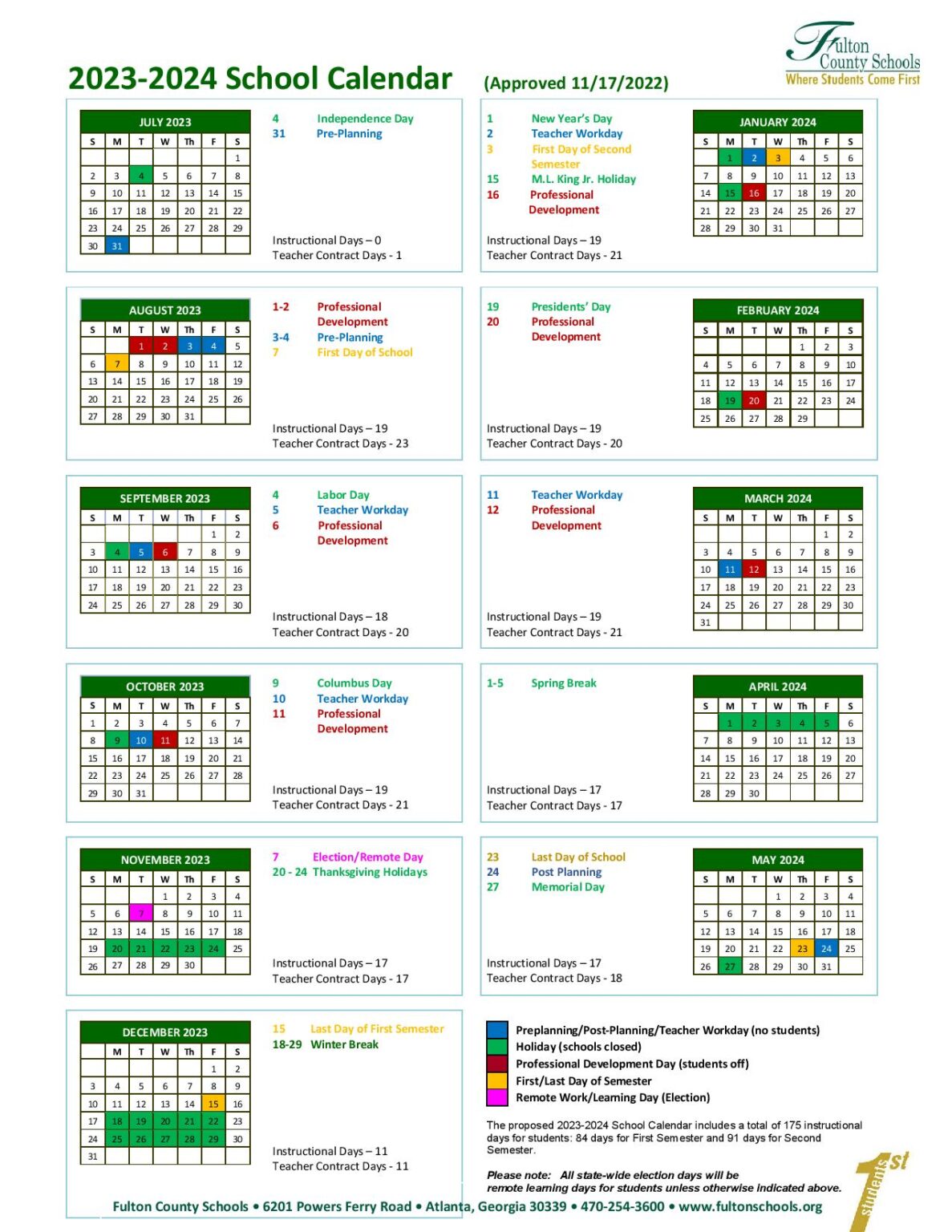 Fulton County Schools Calendar 2023 2024