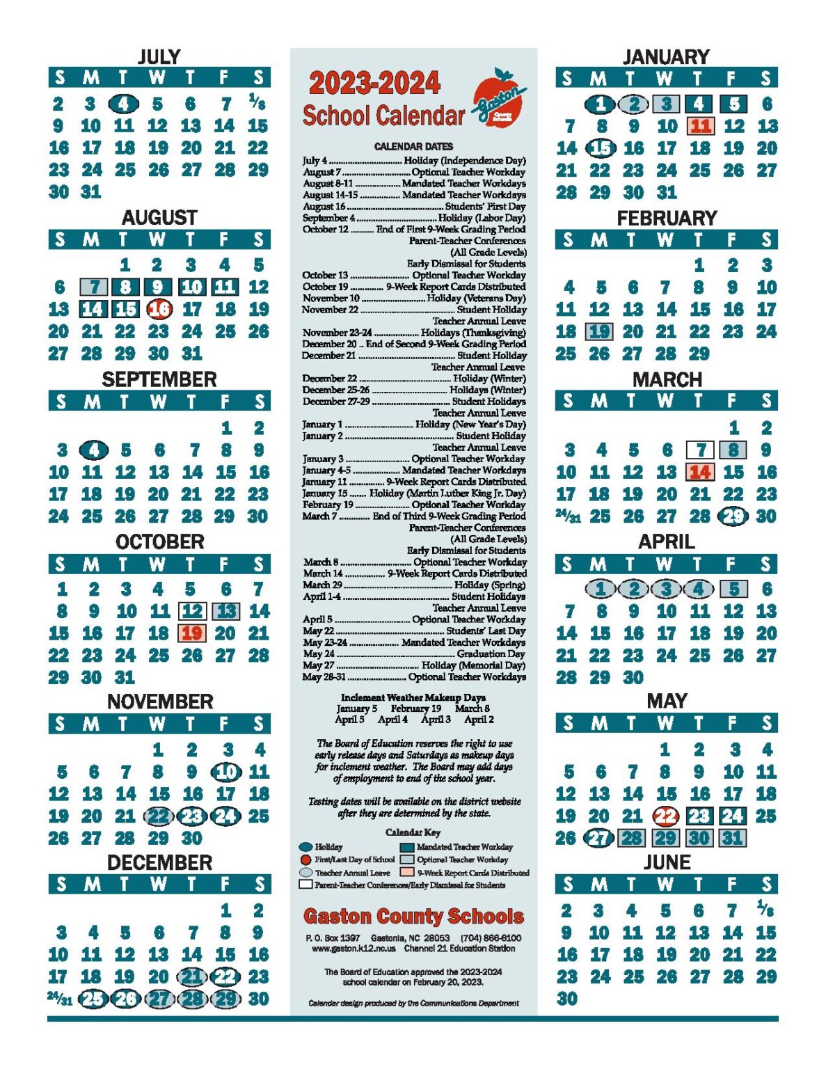 gaston-county-schools-calendar-2023-2024-with-holidays