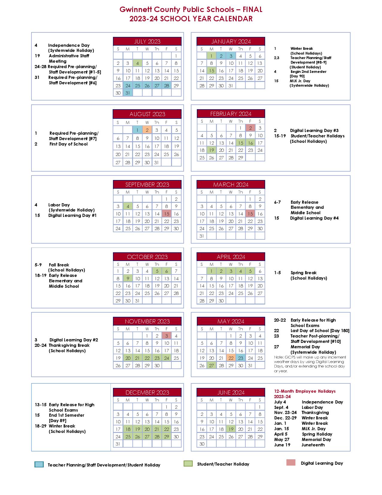 Gwinnett County Schools 2025 Calendar