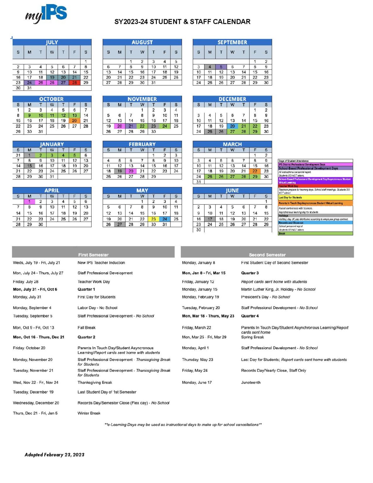 Indianapolis Public Schools Calendar 20242025 (Holiday Breaks)