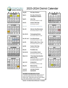 Issaquah School District Calendar 2024-2025