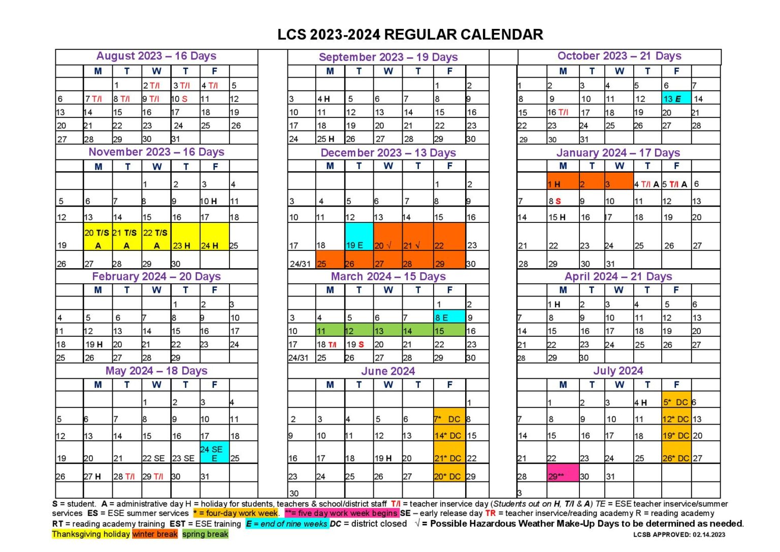 Leon County Schools Calendar Holidays 2023-2024