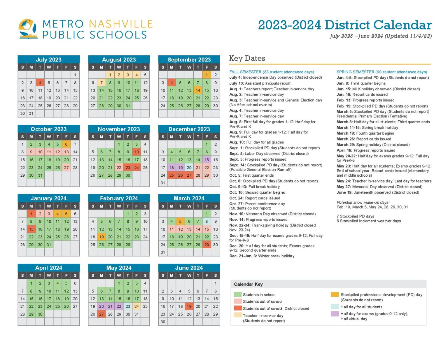Metro Nashville Public Schools Calendar 2024 2025 Holidays
