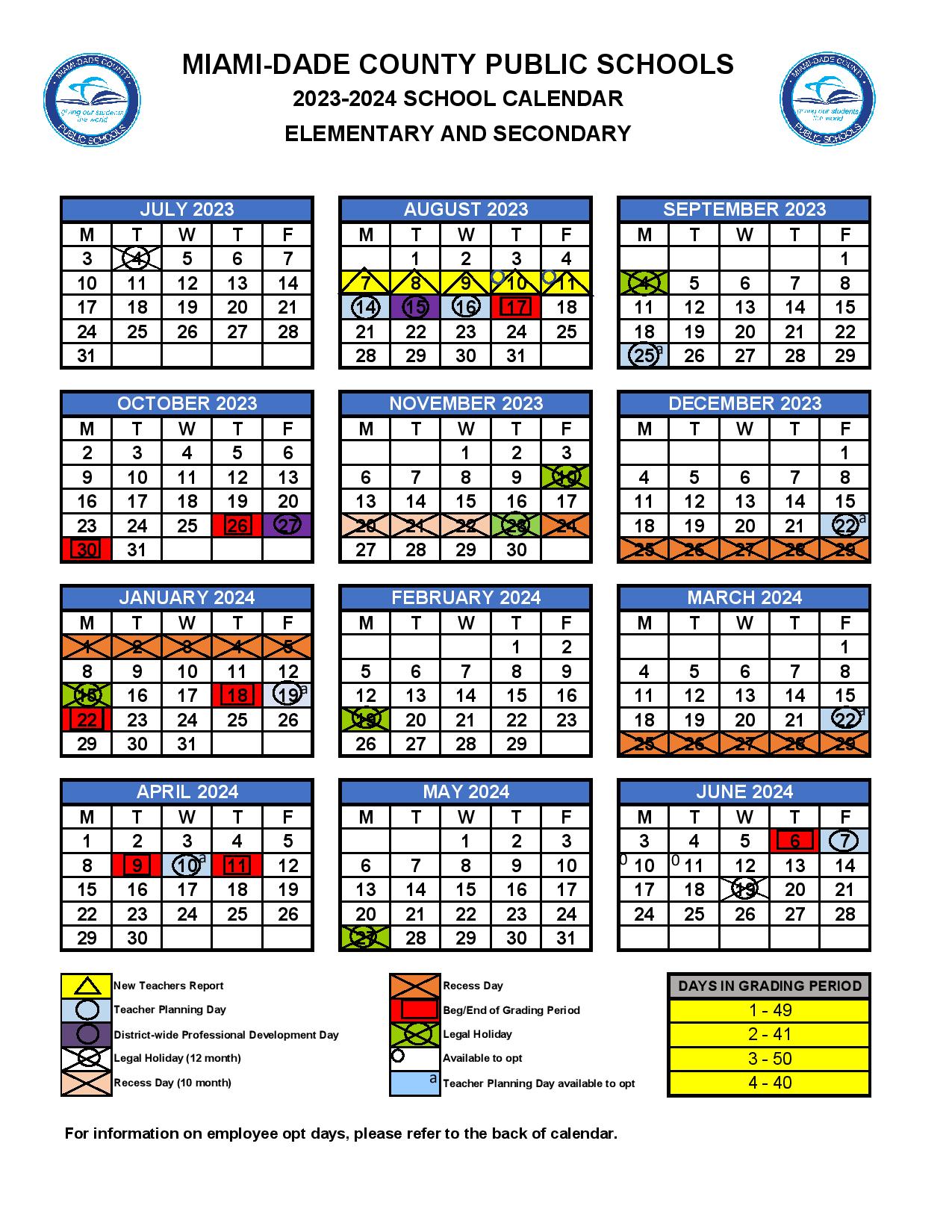 MiamiDade County Public Schools Calendar 2024