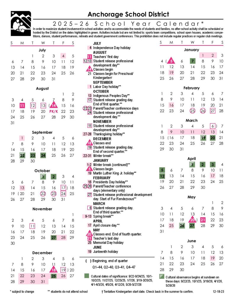 Anchorage School District Calendar 2025