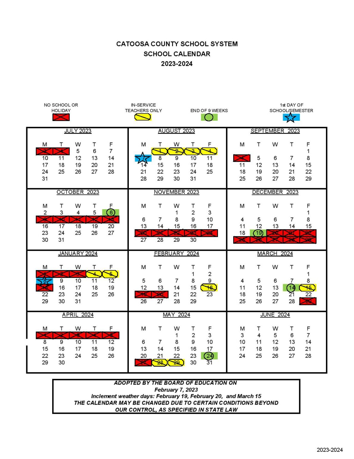 Catoosa County Schools Calendar 20232024 [Holiday Breaks]