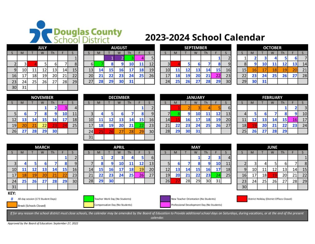 Douglas County School District Calendar 2023-2024 (Holidays)