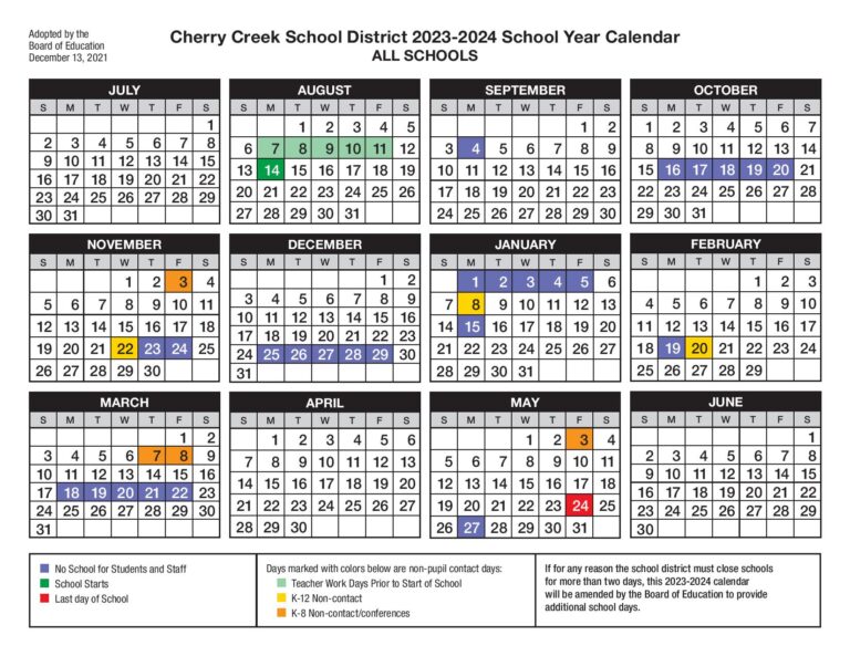 Cherry Creek School District Calendar 20242025 (Holiday Breaks)