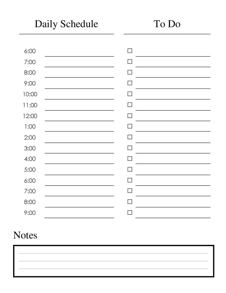 Daily Work Planner Template