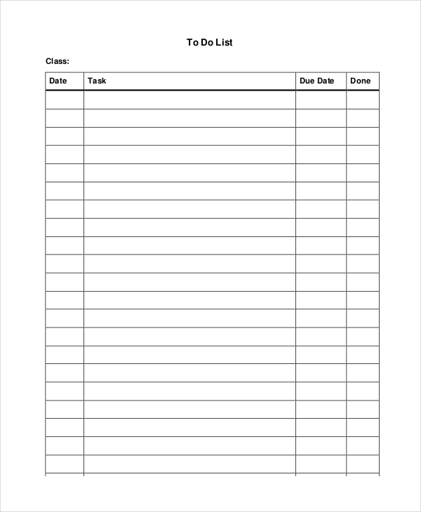 To Do List Template Printable