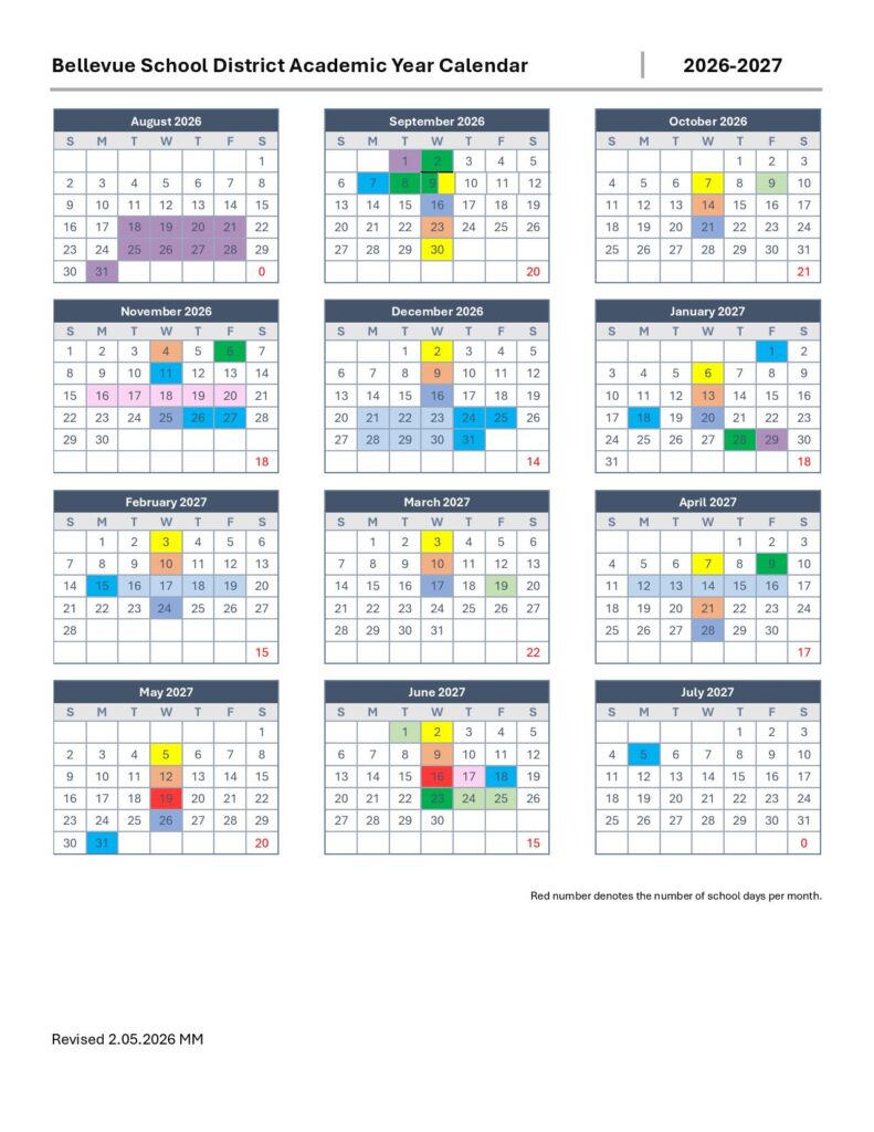 Bellevue School District Calendar 
2027