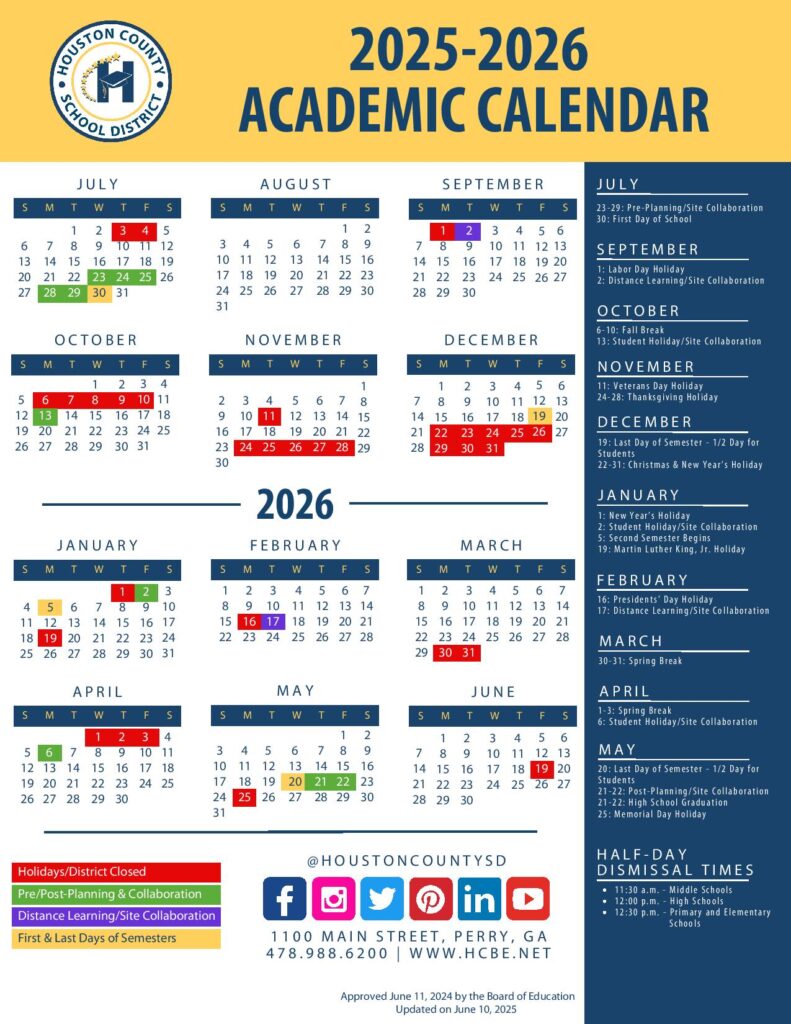 Houston County Schools Calendar 2025-2026