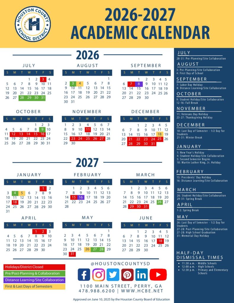 Houston County Schools Calendar 2026-2027