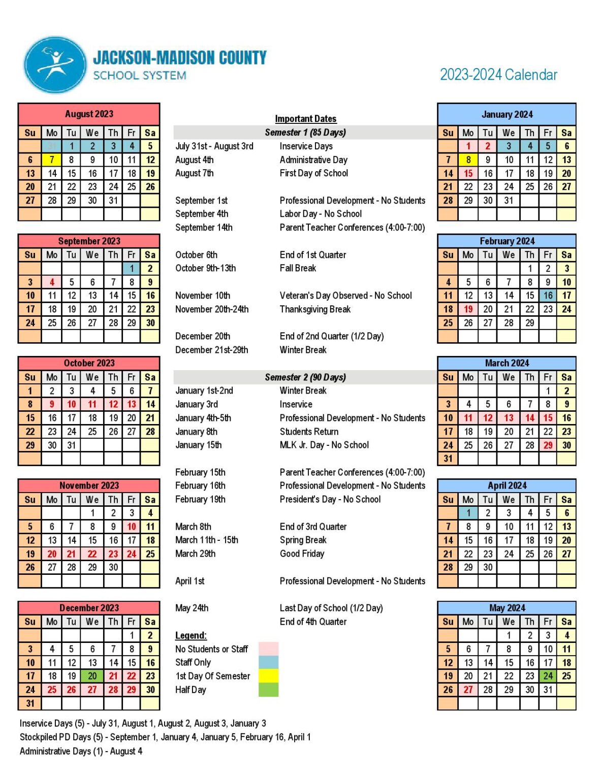 Madison County Schools Calendar 20232024 (Holiday Breaks)