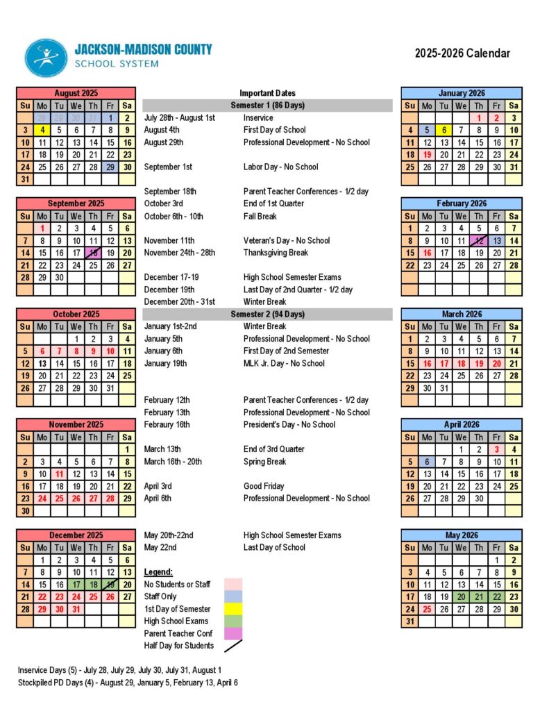 Madison County Schools Calendar 2025-2026