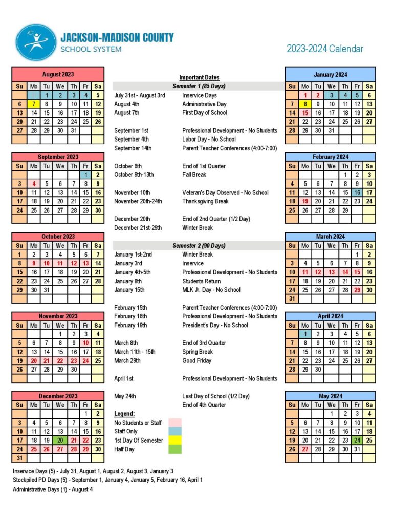 Madison County Schools Calendar 2024-2025 (Holiday Breaks)