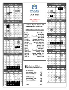 Moore Public Schools Calendar 2025-2026 (Holiday Breaks)