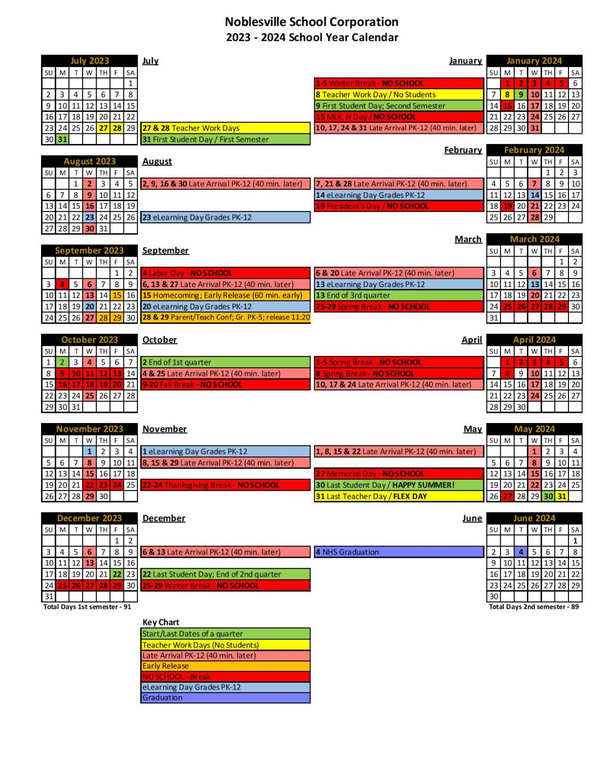 Noblesville Schools Calendar 2024 2025 (Holiday Breaks)