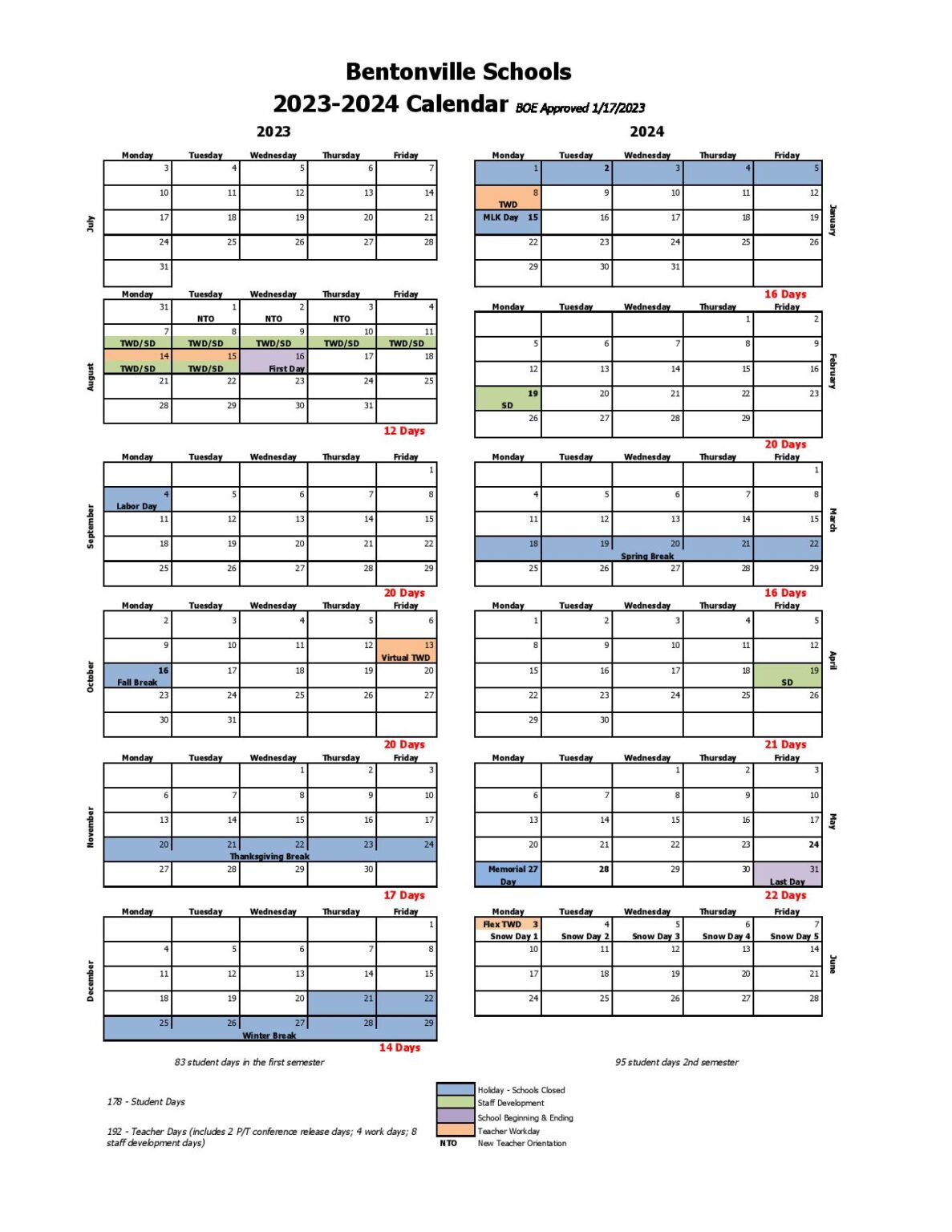 Bentonville Public Schools Calendar 2024 (Holiday Breaks)