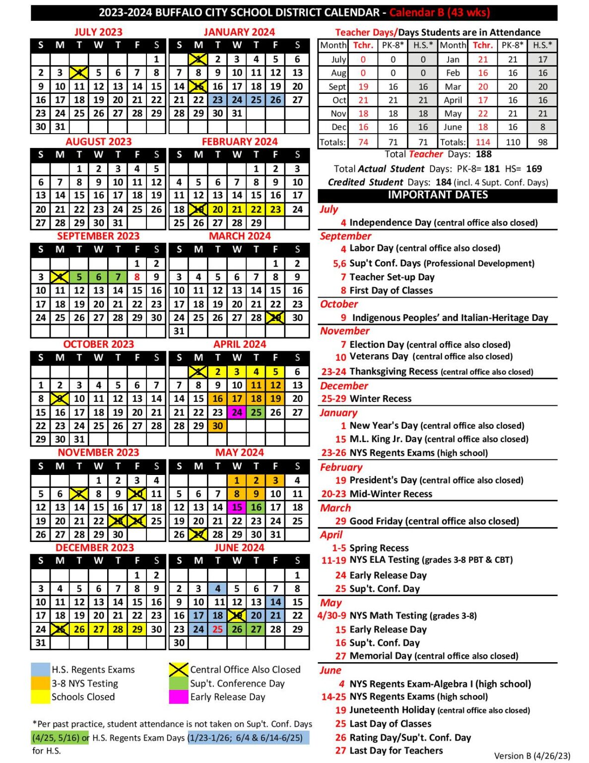 Buffalo City School District Calendar 2024 (Holiday Breaks)