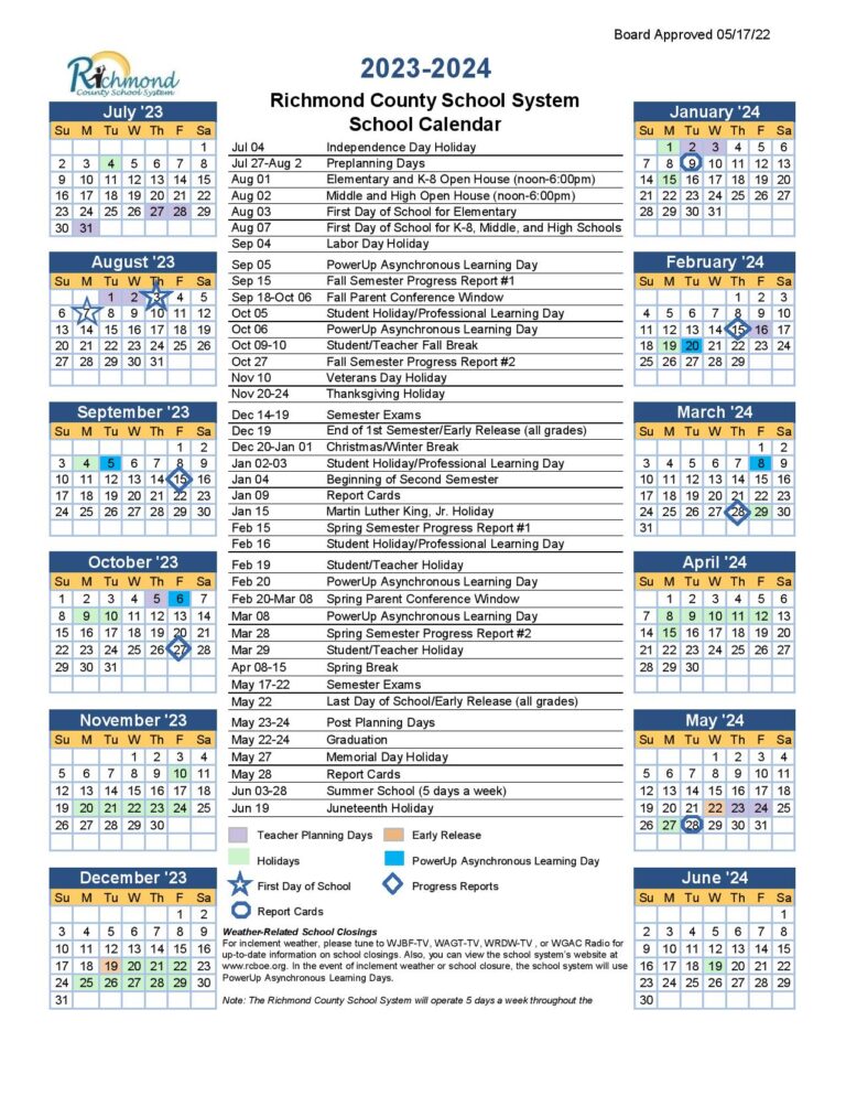 Richmond County School Calendar 24 26 Alissa Clementine