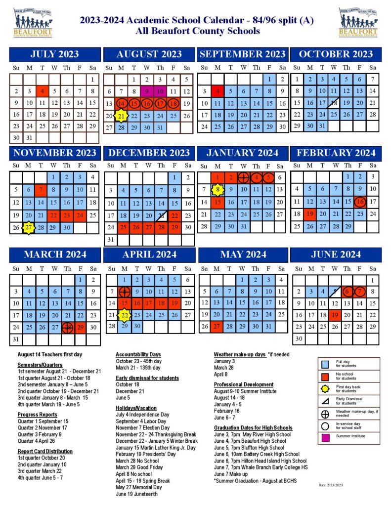 Beaufort County School District Calendar
