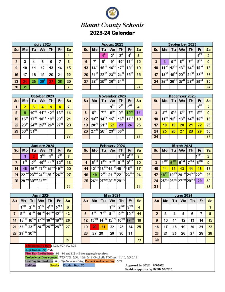 Blount County Schools Calendar