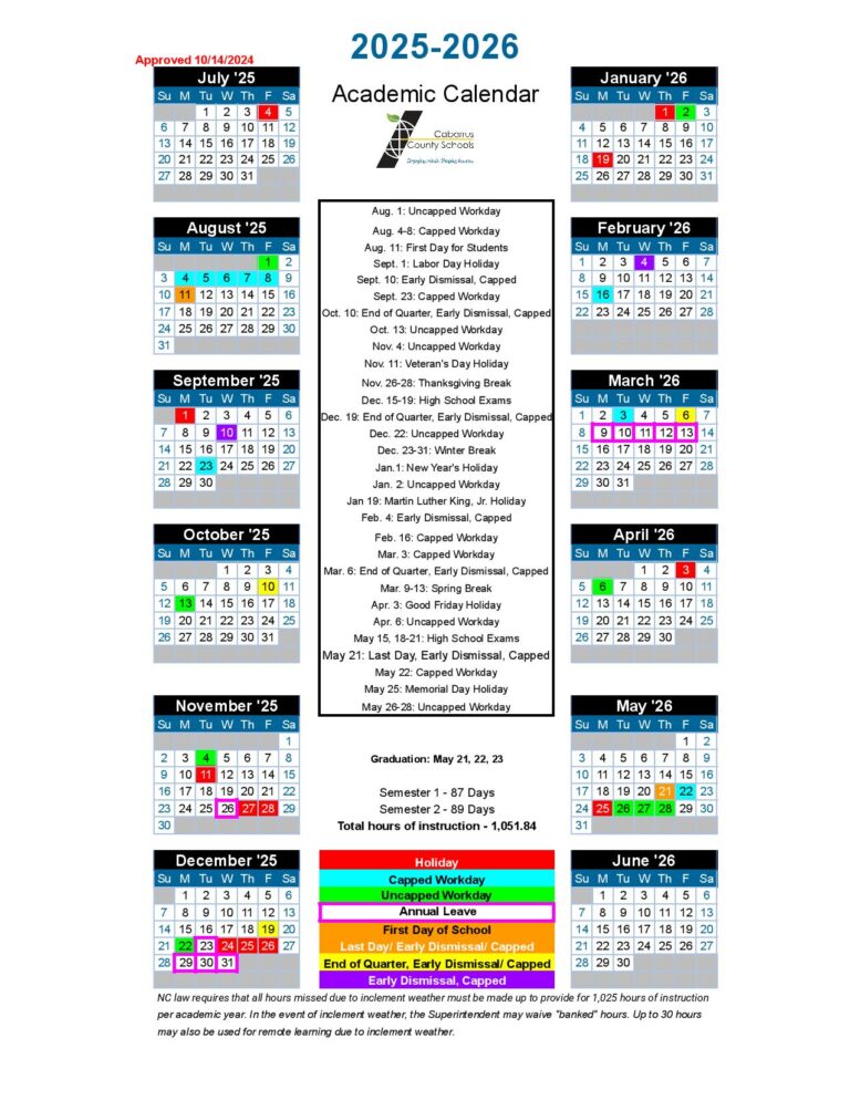 Cabarrus County Schools Calendar 2025 2026 Holidays New School Calendar Cabarrus County Schools Calendar 2025 2026 Holidays New School Calendar