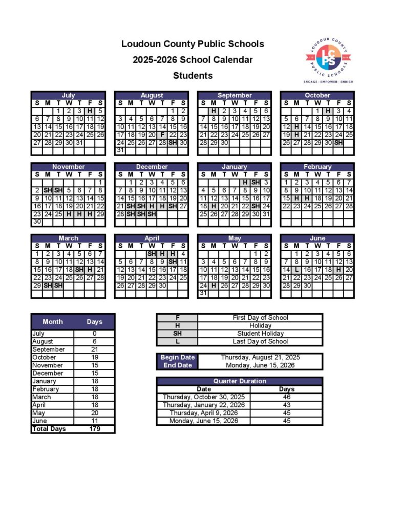 Loudoun County Public Schools Calendar 2025-2026