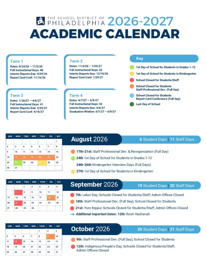 Philadelphia City School District Calendar 2026-2027