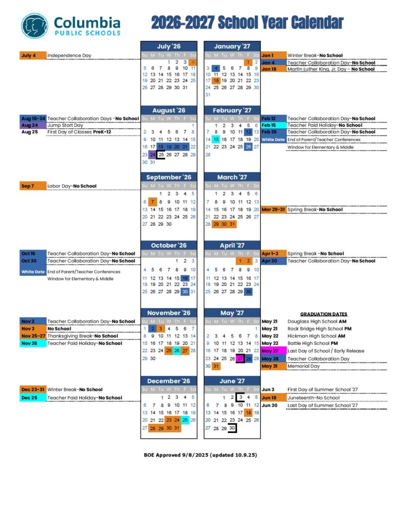 Columbia County School District Calendar 2026-2027