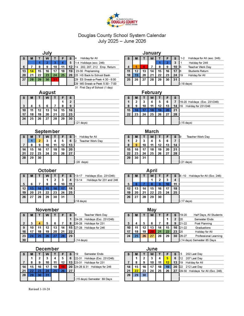 Douglas County School District Calendar 2025-2026