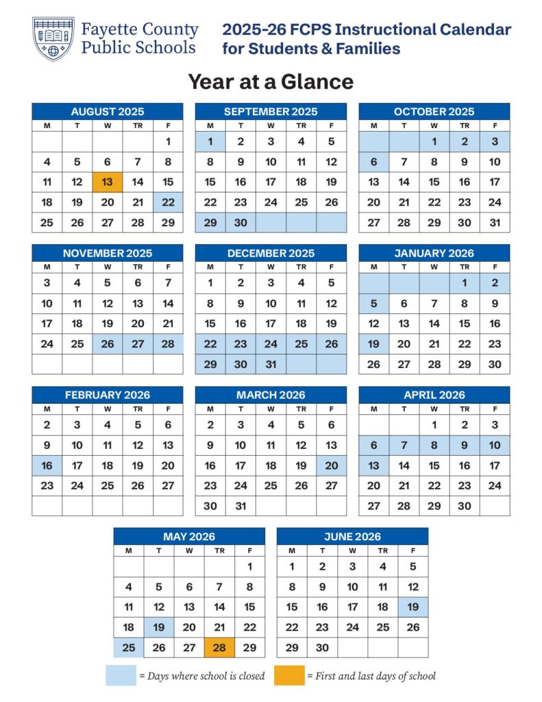 Fayette County Public Schools Calendar 2025-2026