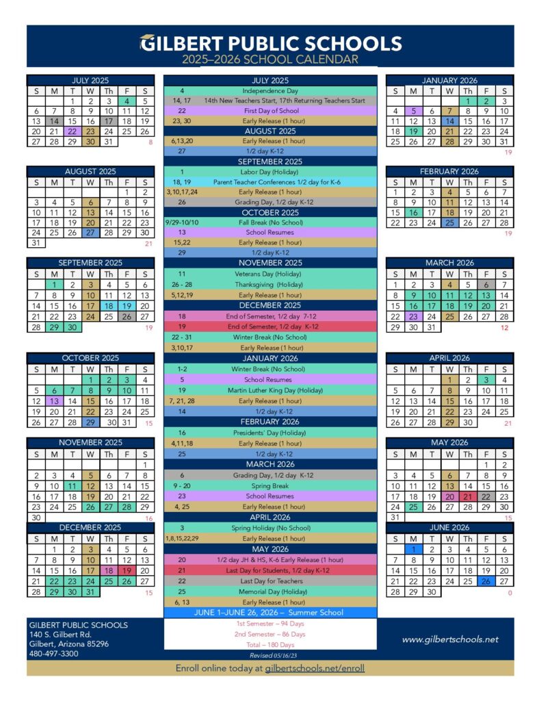Gilbert Public Schools Calendar 2026