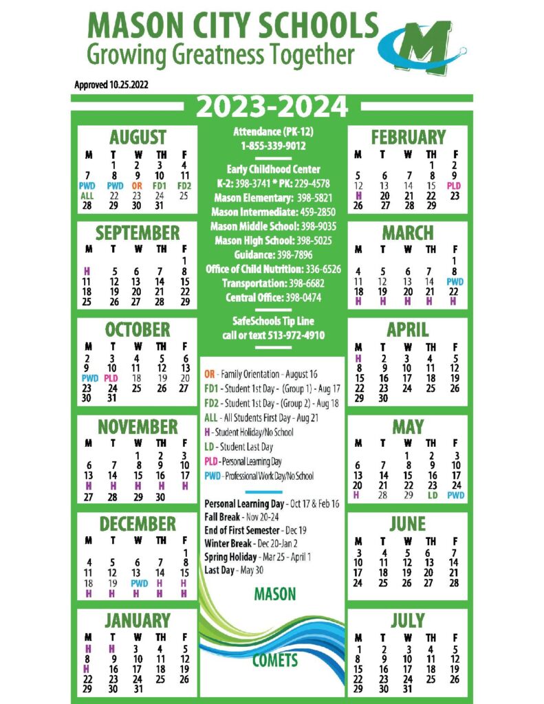 Mason City Schools Calendar