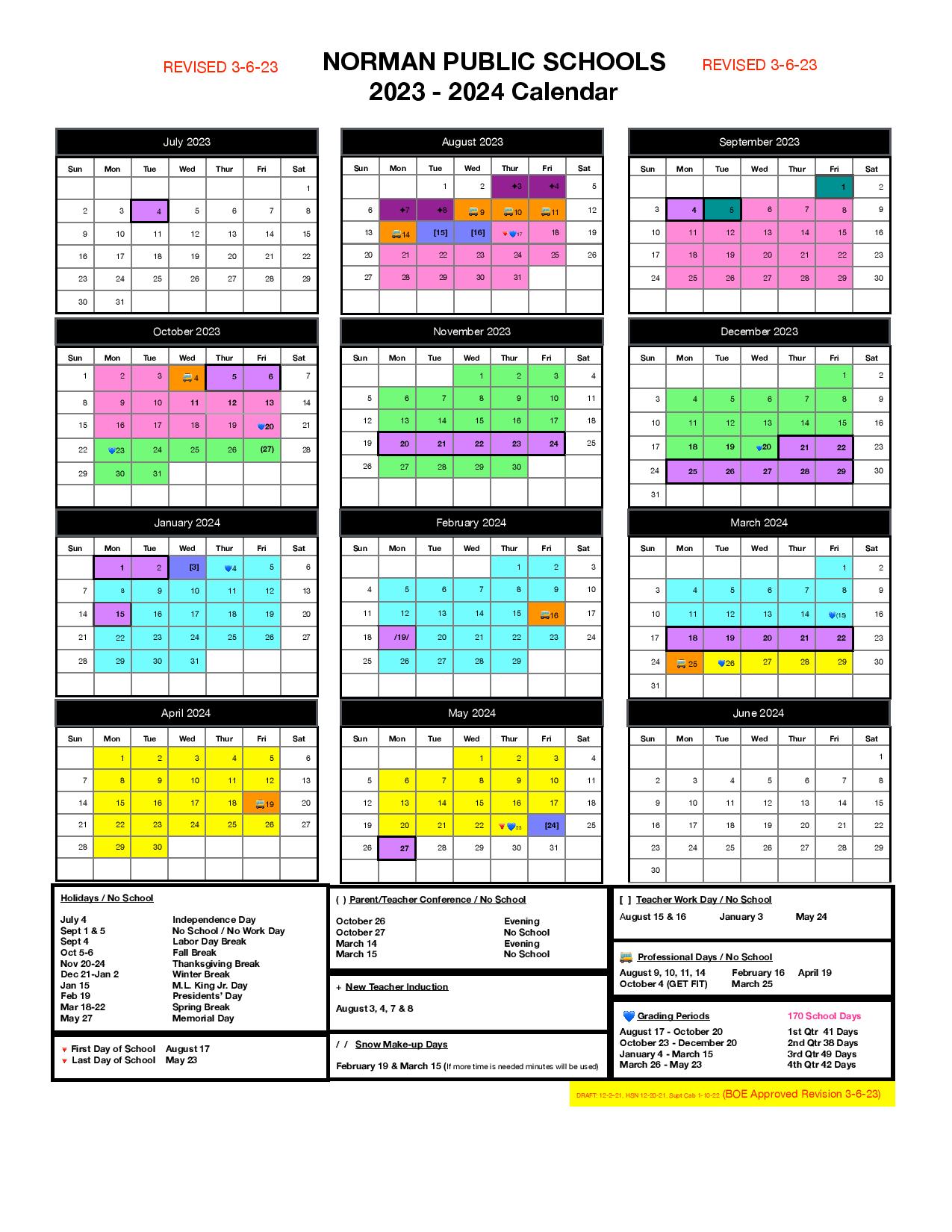 Norman Public Schools Calendar 2024 (Holiday Breaks)
