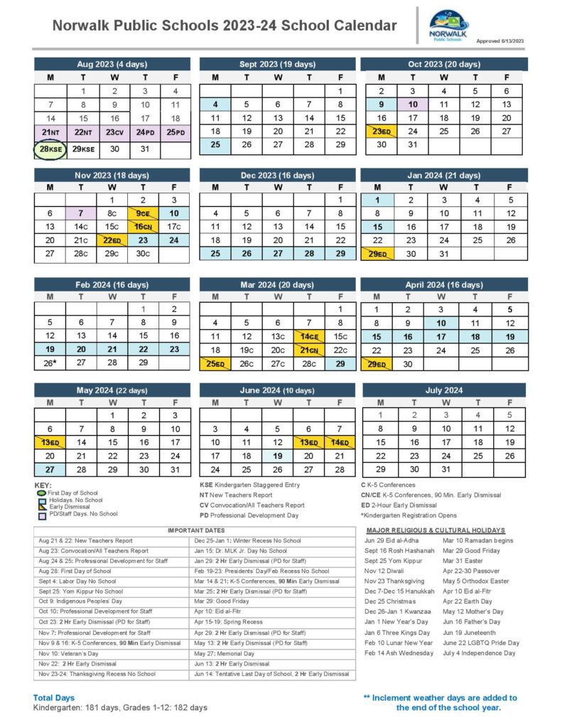 Norwalk Public Schools Calendar 20242025 (Holiday Dates)