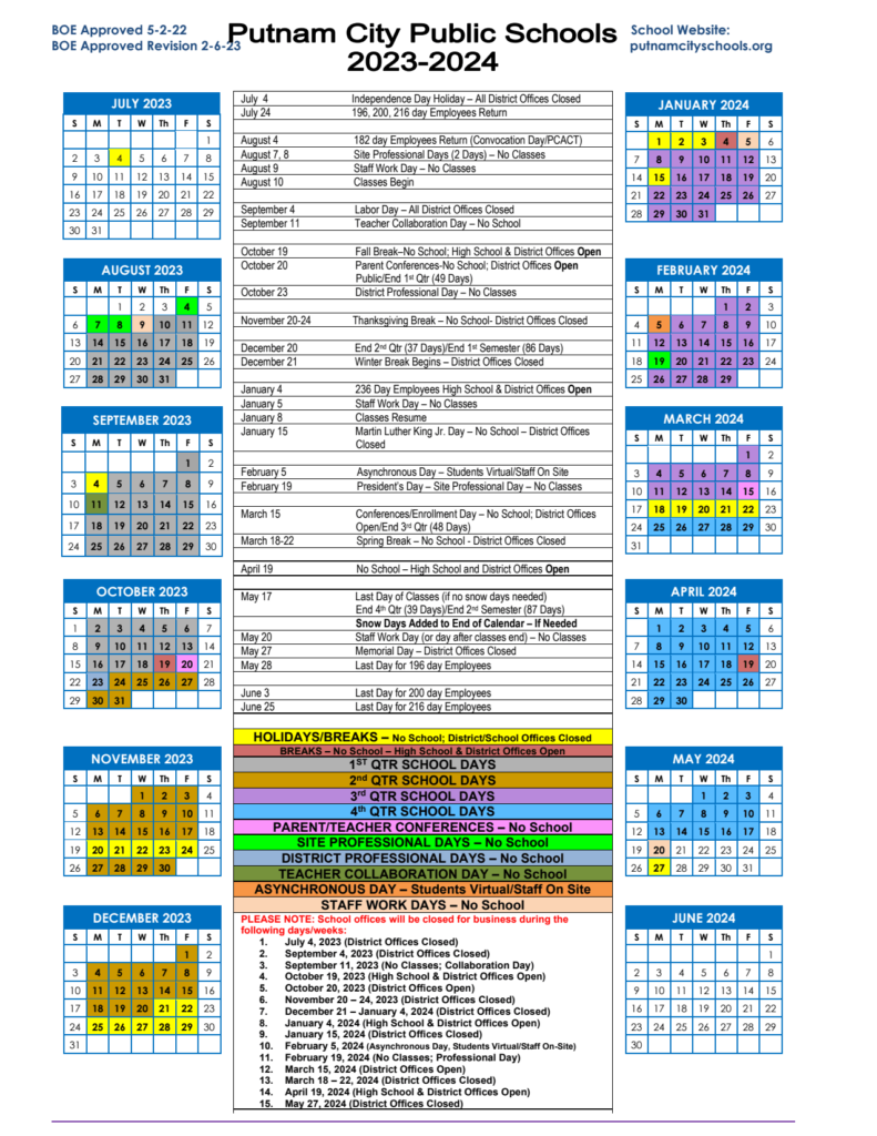 Putnam City Public Schools Calendar